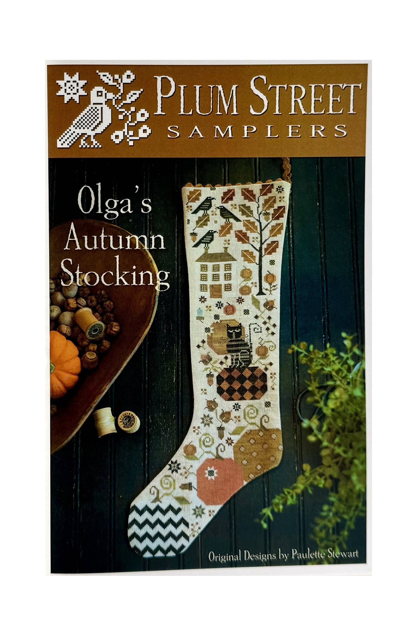 Olga's Autumn Stocking ~ Plum Street Samplers