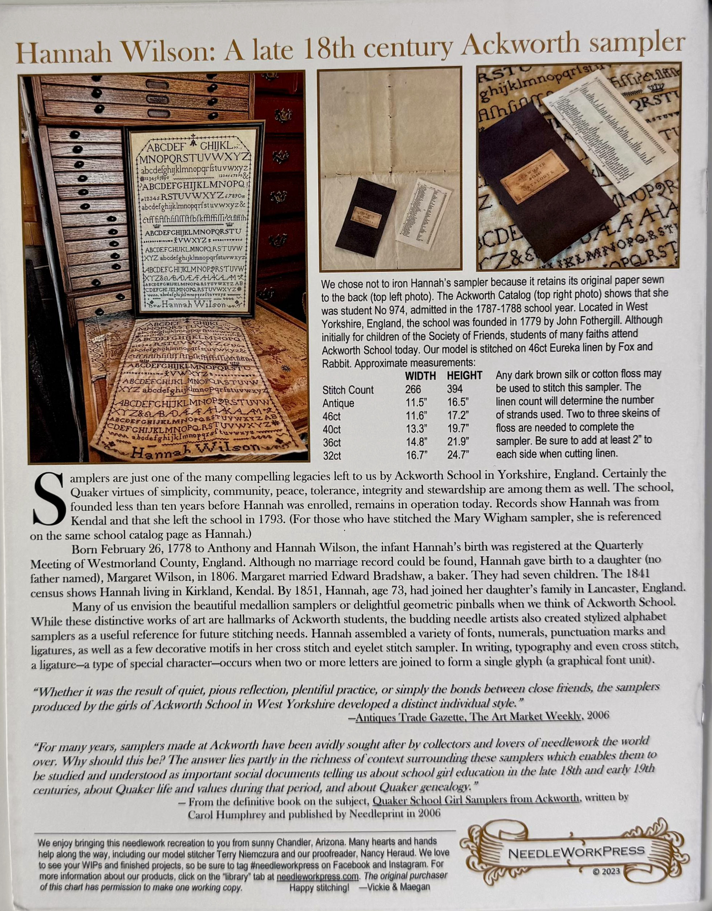 Hannah Wilson ~ NeedleWork Press