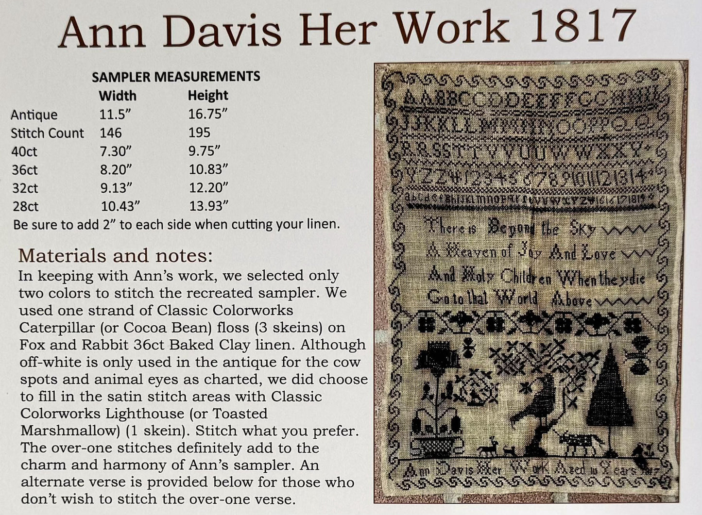 Ann Davis Her Work 1817 ~ NeedleWork Press