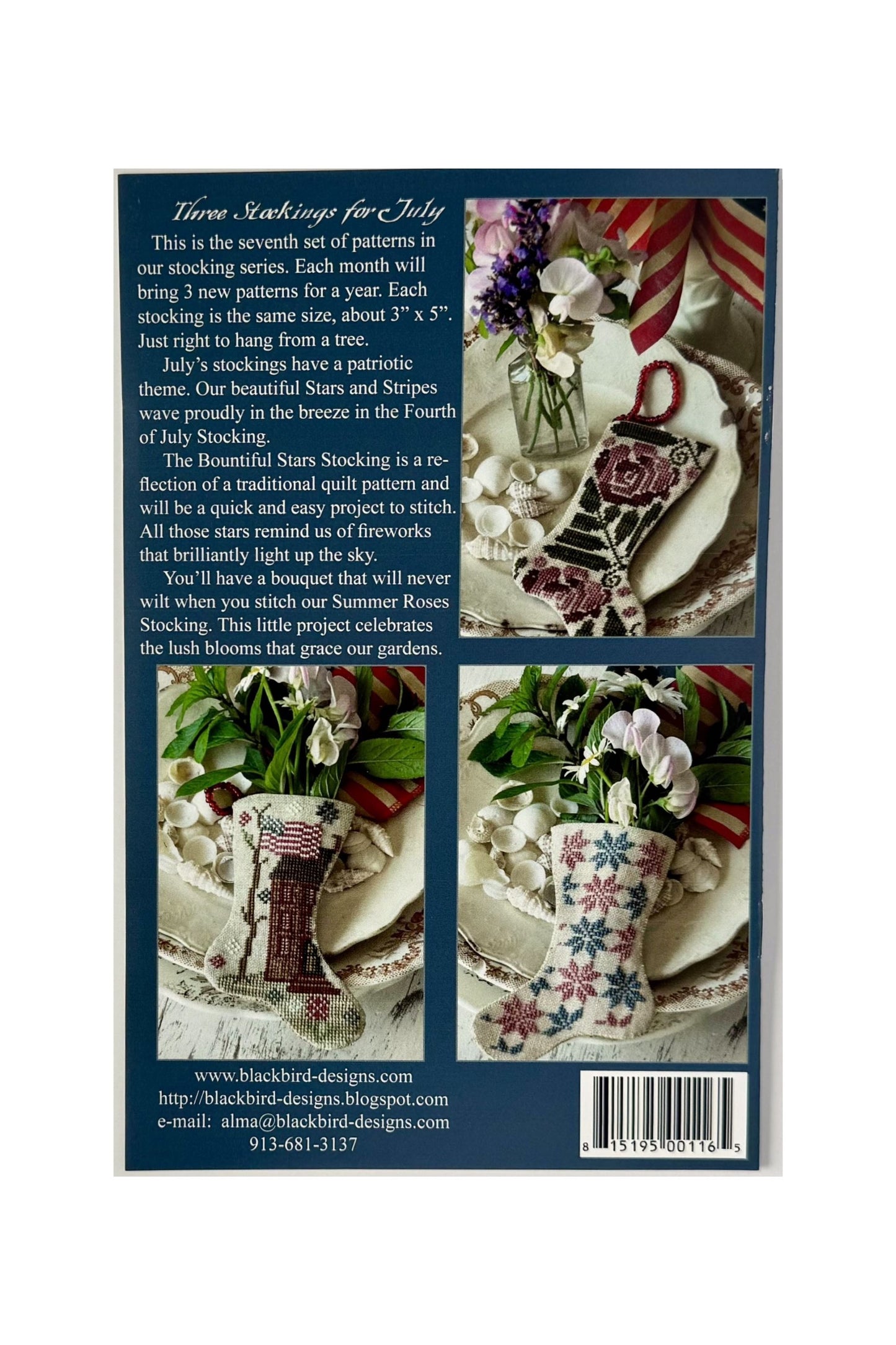 Patriotic July ~ Three Stockings for July ~ Blackbird Designs