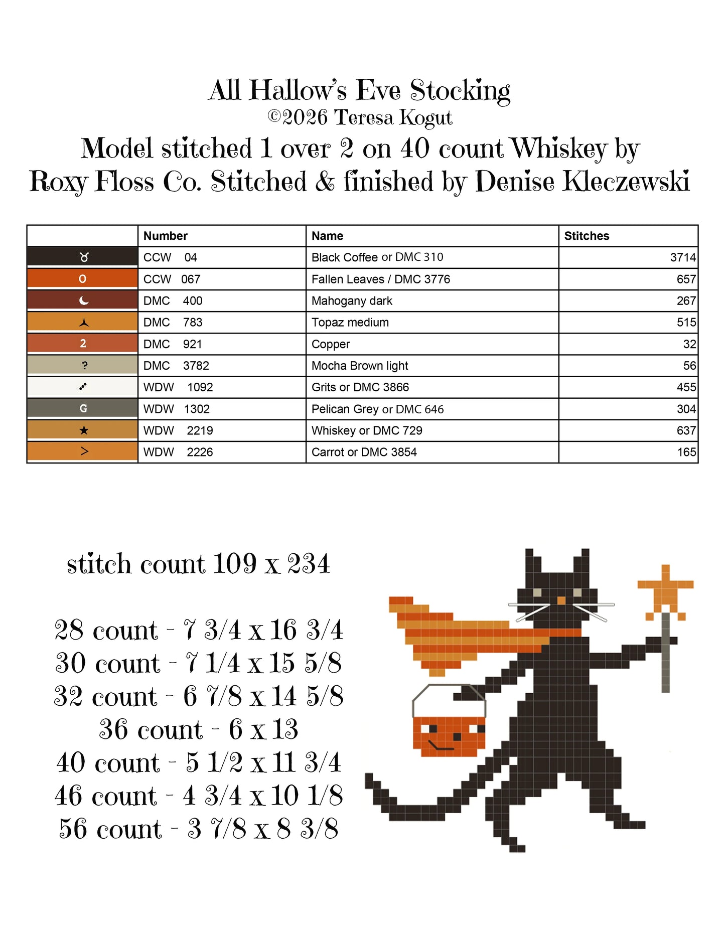 All Hallow's Eve Stocking ~ Teresa Kogut ~ Cross Stitch Pattern
