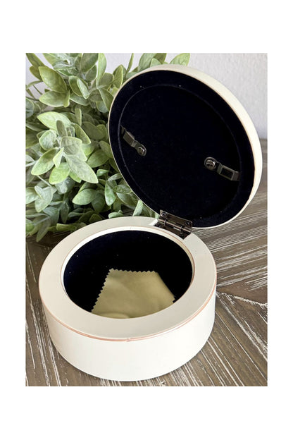 Antiqued Ivory Round Treasure Box ~ Cottage Garden