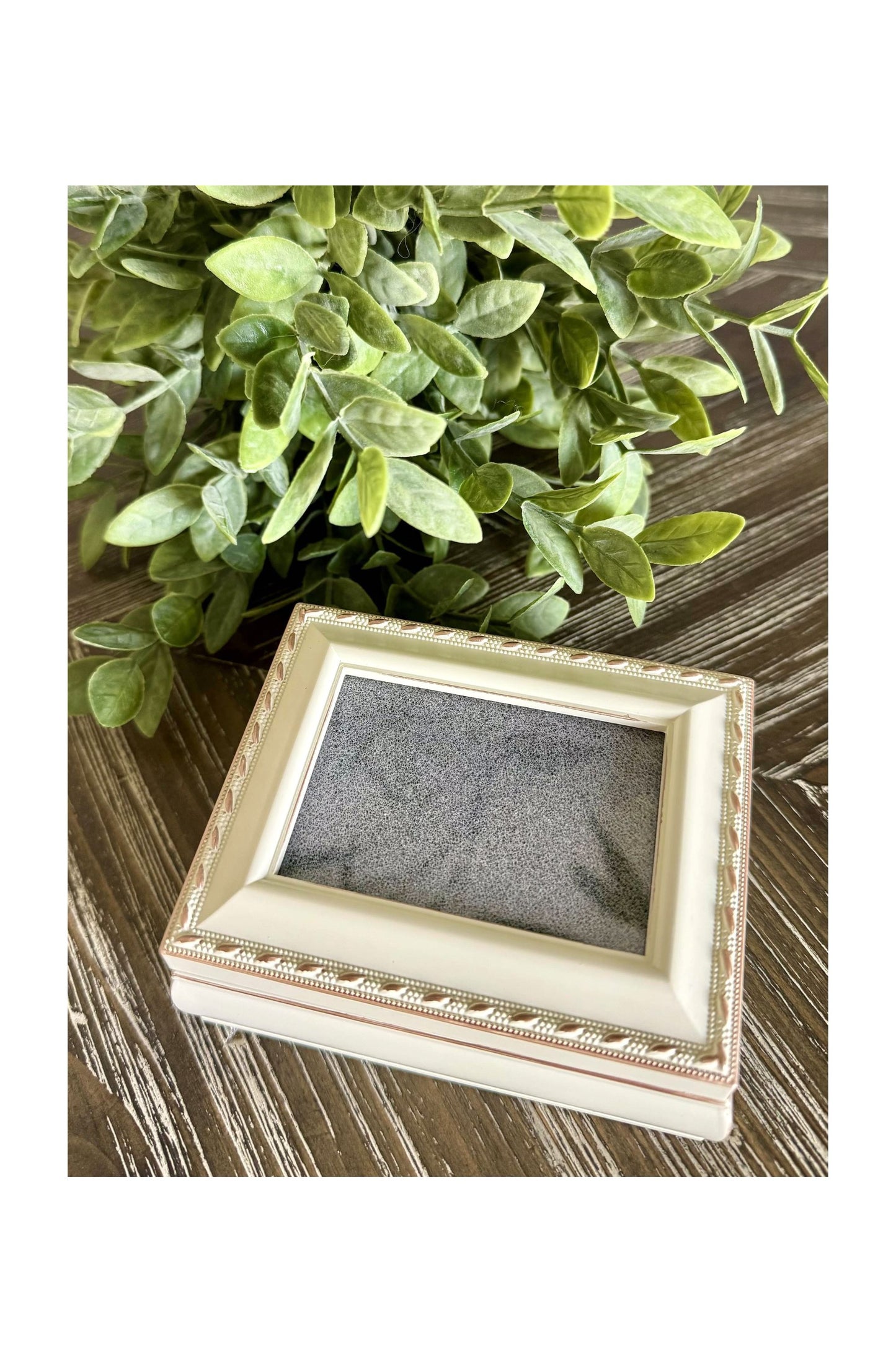 Antiqued Ivory Rectangular Treasure Box ~ Cottage Garden