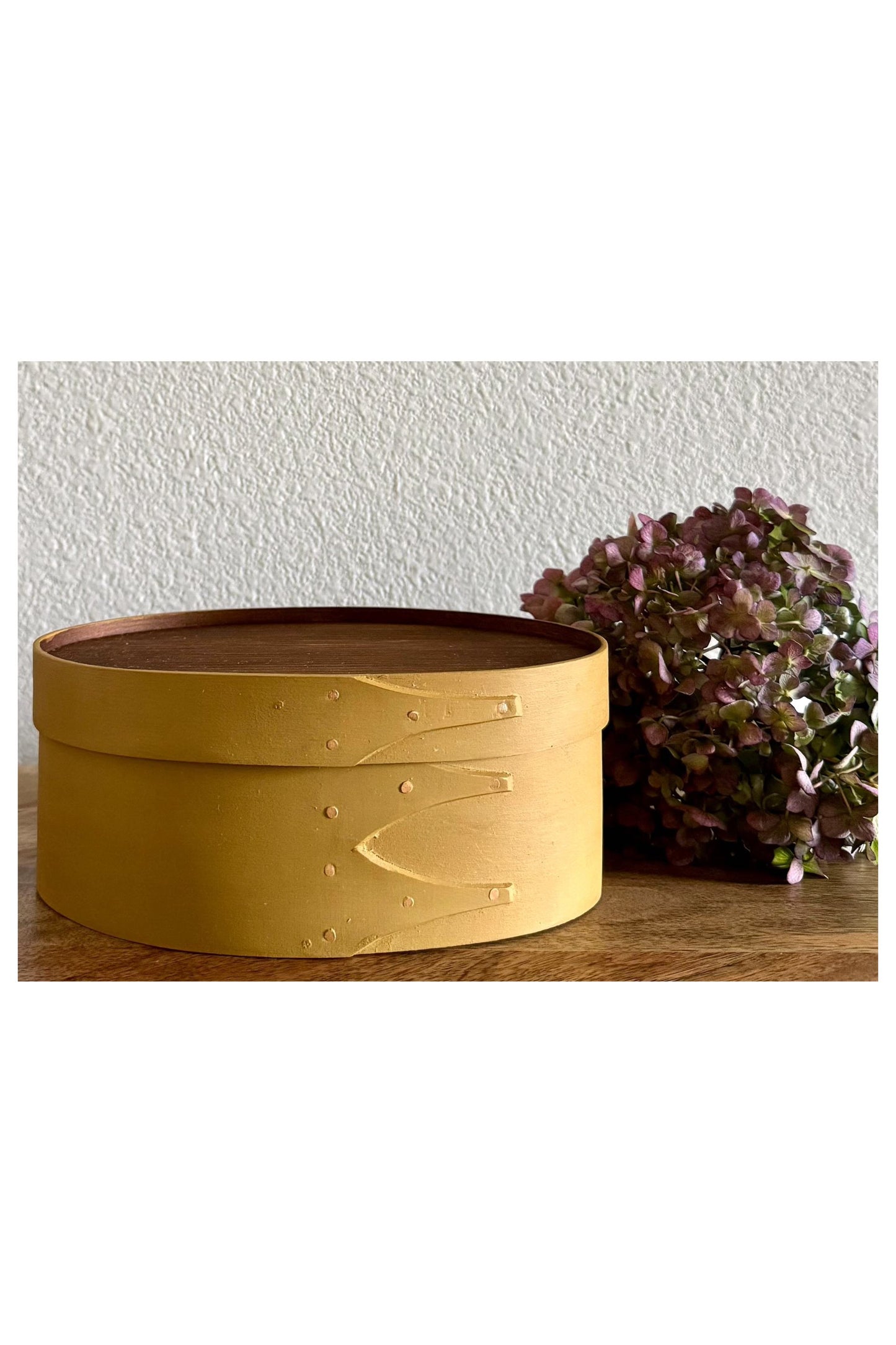 Shaker Box Size #3 Recessed Top Mustard Milk Paint ~ Joe Dowden Boxmaker