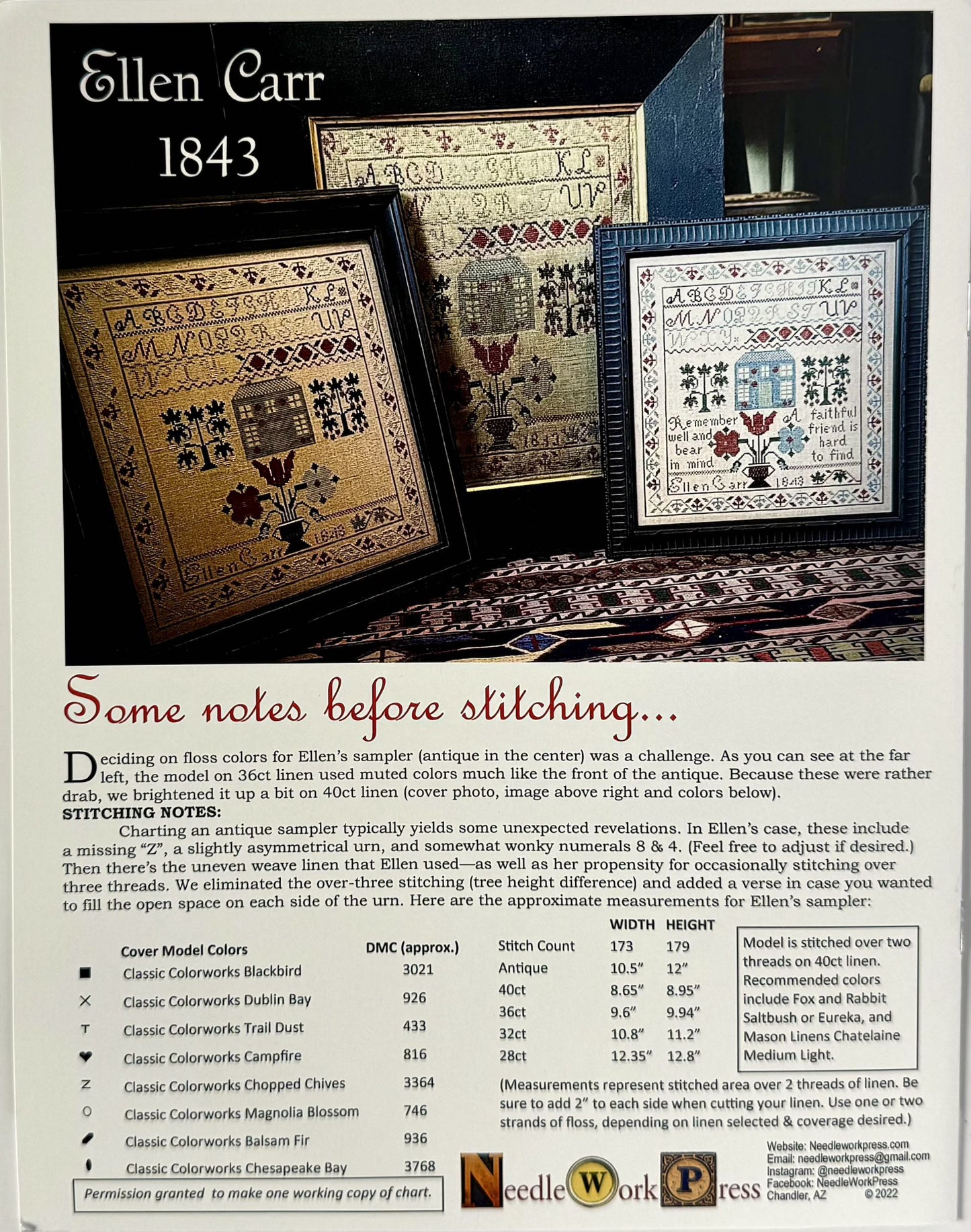 Ellen Carr 1843 ~ NeedleWork Press
