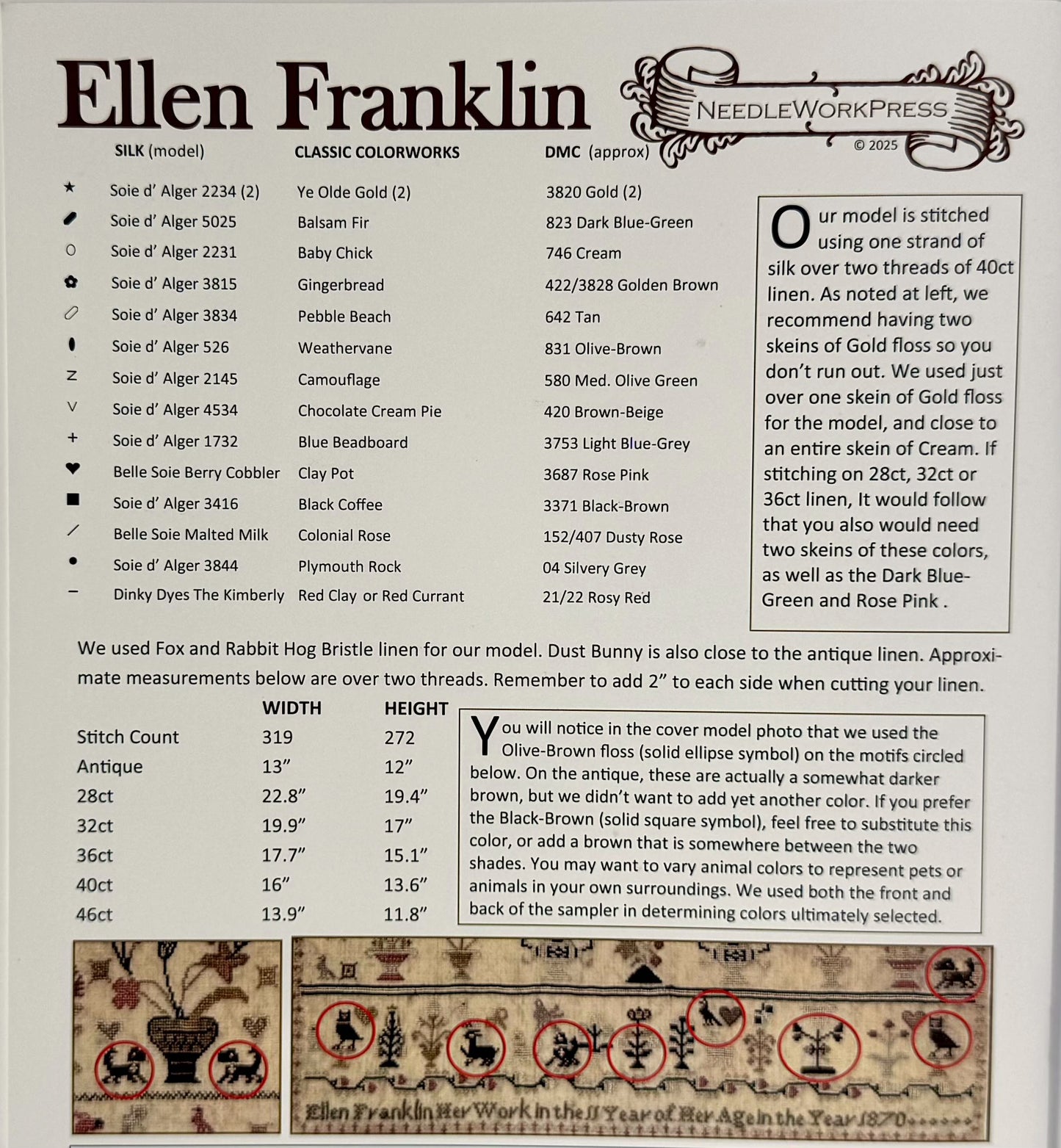 Ellen Franklin 1870 ~ NeedleWork Press