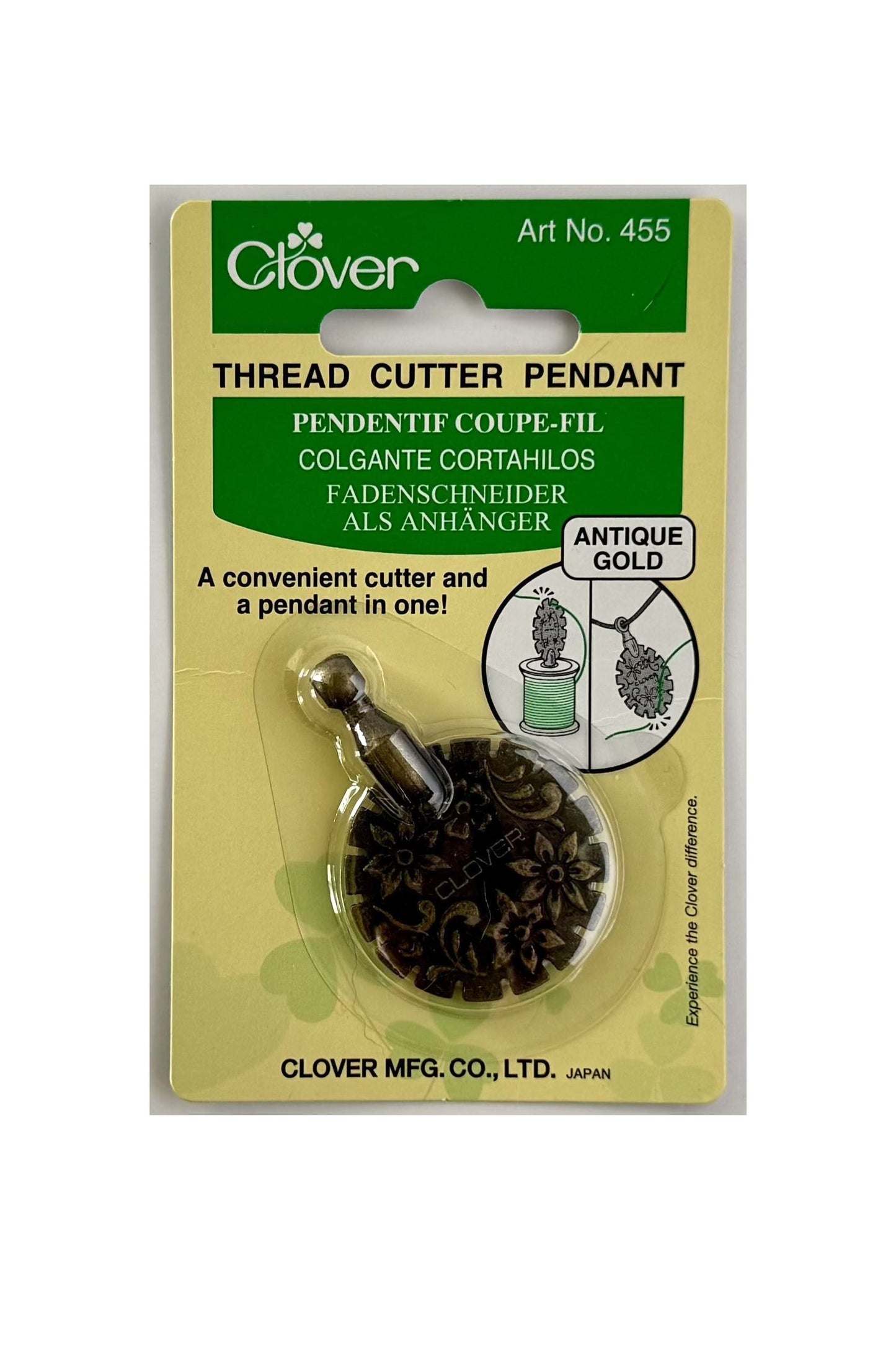 Antique Silver Thread Cutter Pendant ~ Clover