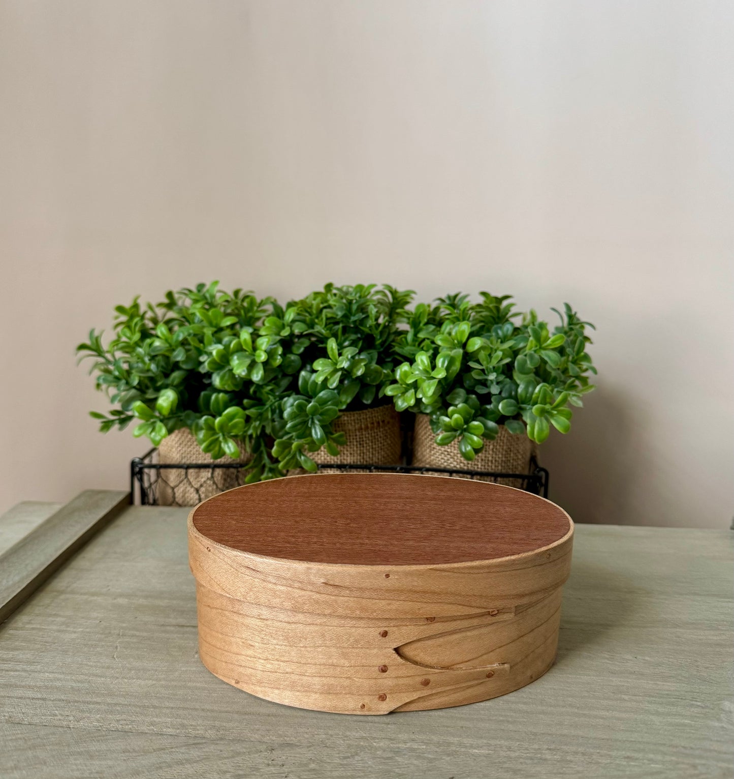 Shaker Oval Box Size #2 ~ Maple with Sapele Top ~ Keller Krafted