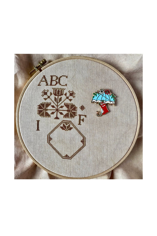 Floral Umbrella and Boots Needle Minder ~ Flamingo Toes