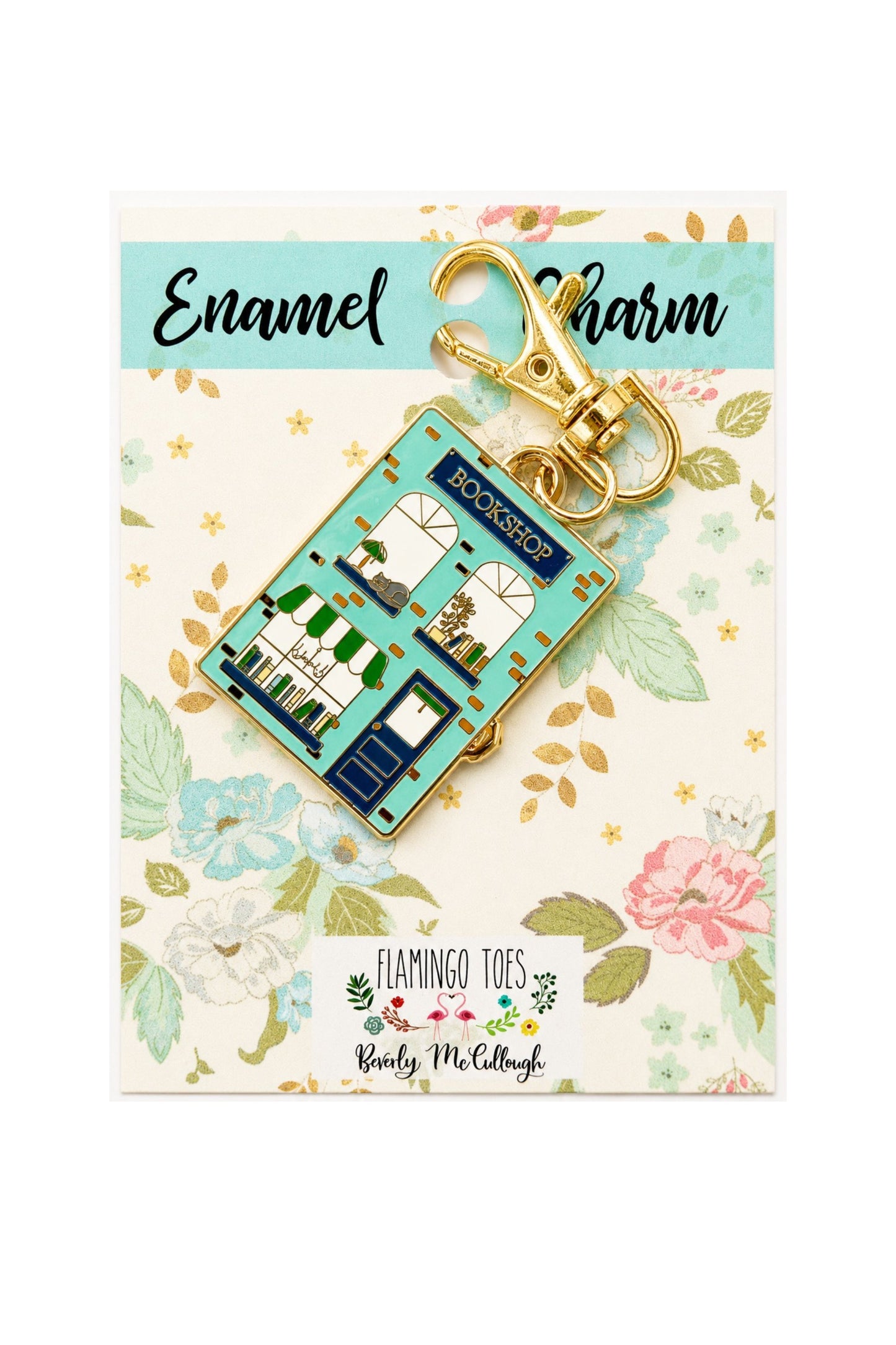 Bookshop Enamel Charm ~ Flamingo Toes