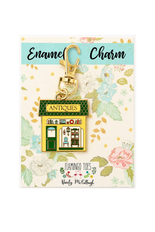 Antique Shop Enamel Charm ~ Flamingo Toes