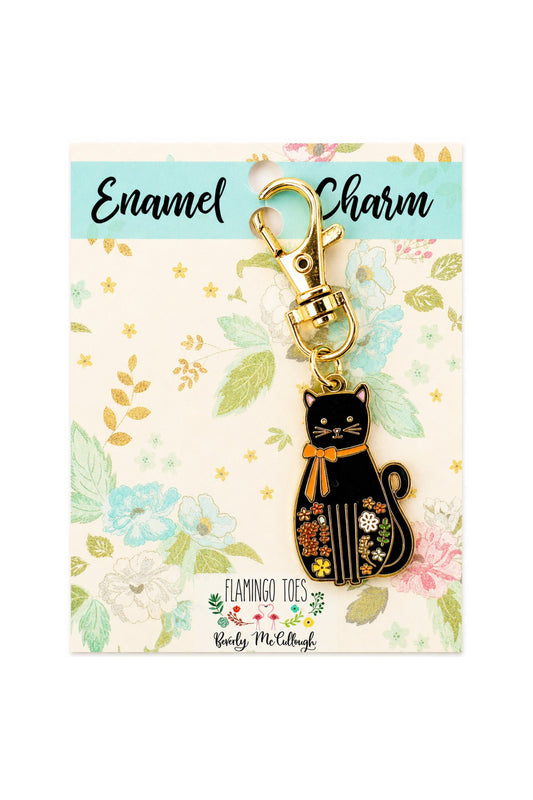 Black Cat Enamel Charm ~ Flamingo Toes