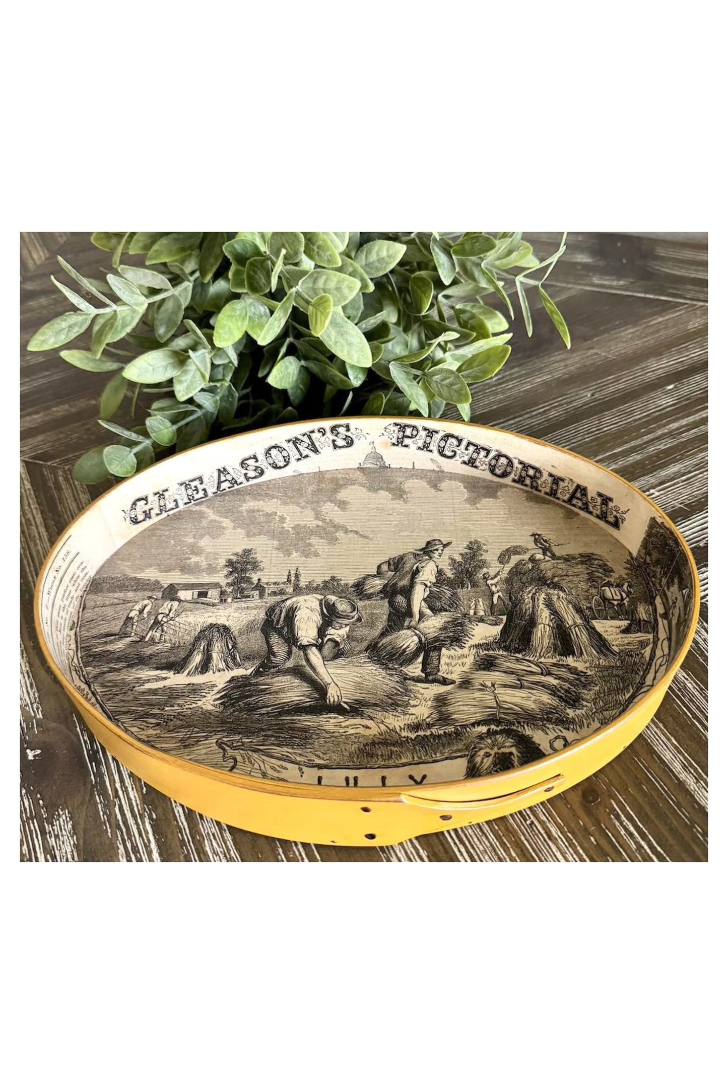 Shaker Oval Stitchers Tray July~ Size 5 ~ Yellow Milk Paint ~ LeHay's
