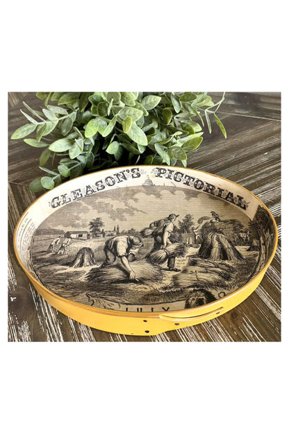 Shaker Oval Stitchers Tray July~ Size 5 ~ Yellow Milk Paint ~ LeHay's