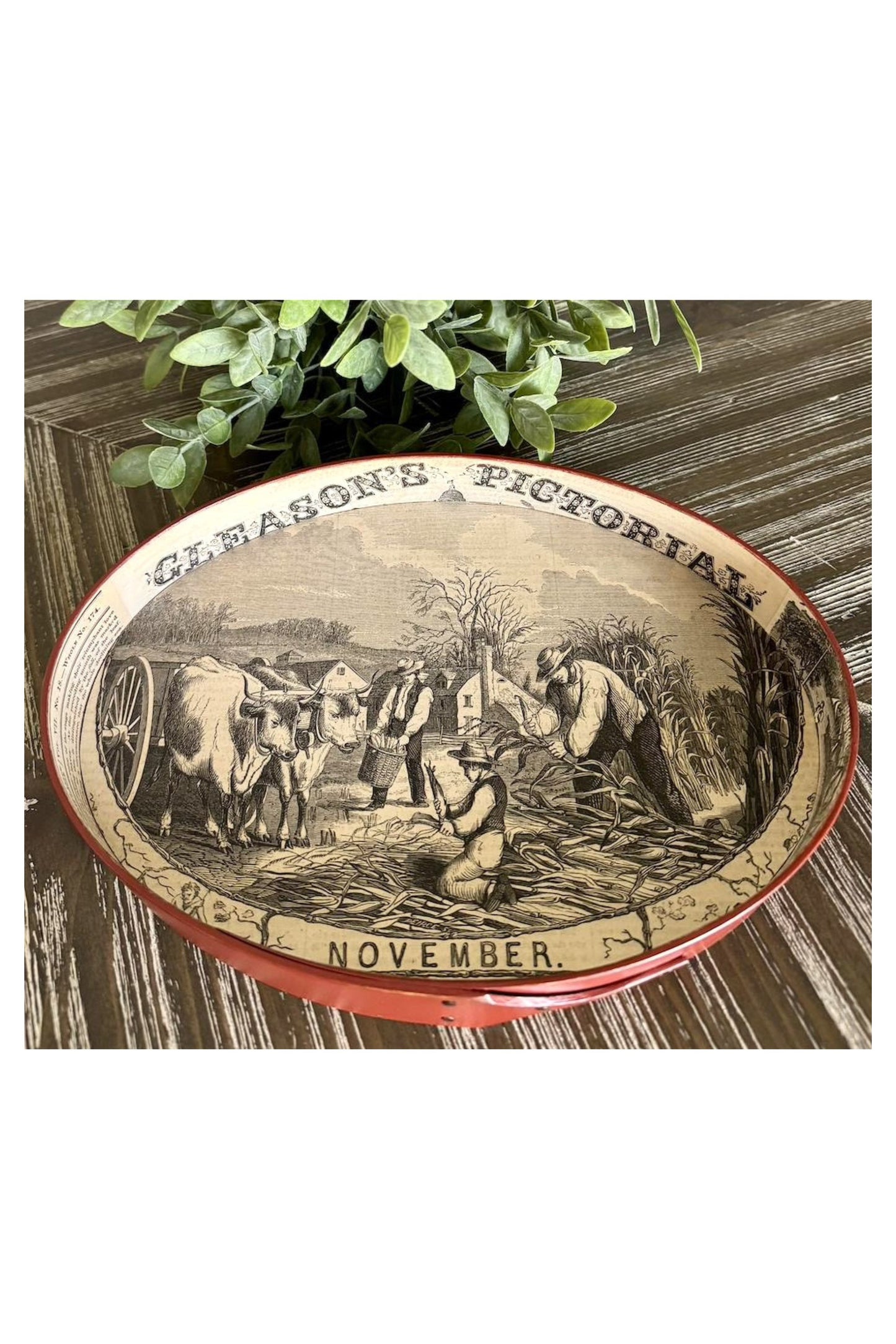 Shaker Oval Stitchers Tray November ~ Size 5 ~ Red Milk Paint ~ LeHay's