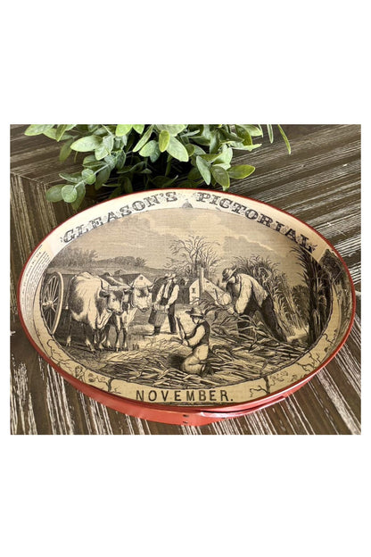 Shaker Oval Stitchers Tray November ~ Size 5 ~ Red Milk Paint ~ LeHay's