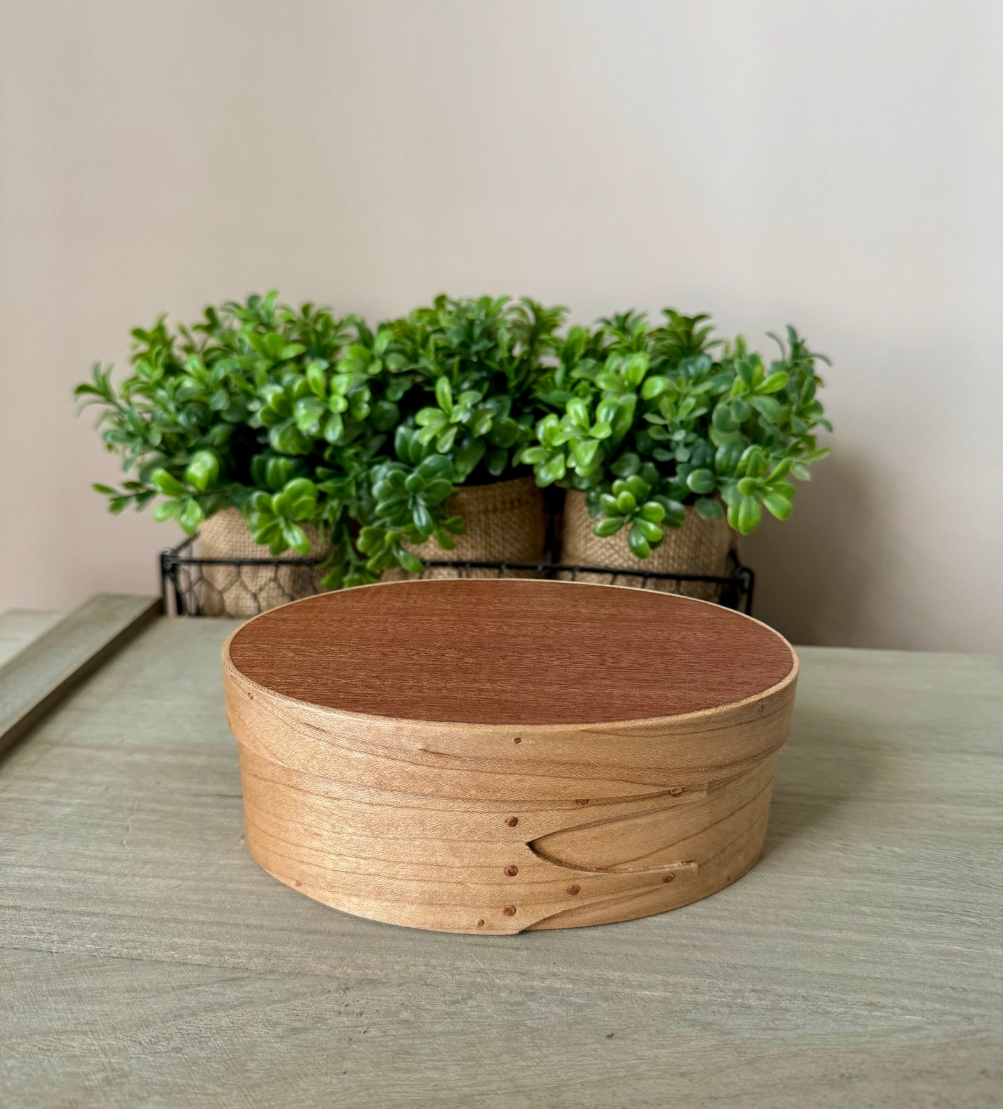 Shaker Oval Box Size #2 ~ Maple with Sapele Top ~ Keller Krafted