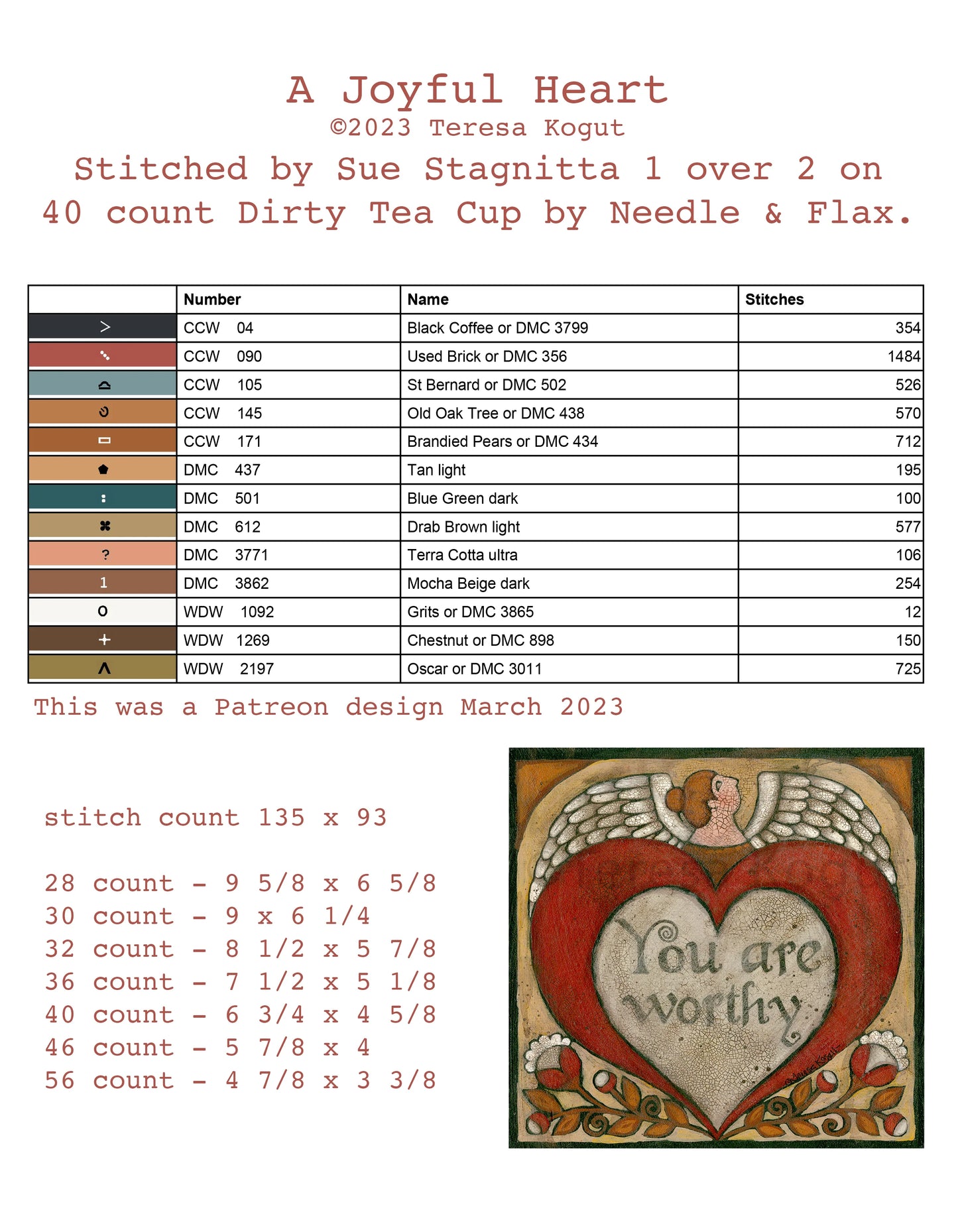 Hello Love ~ Teresa Kogut ~ Cross Stitch Pattern