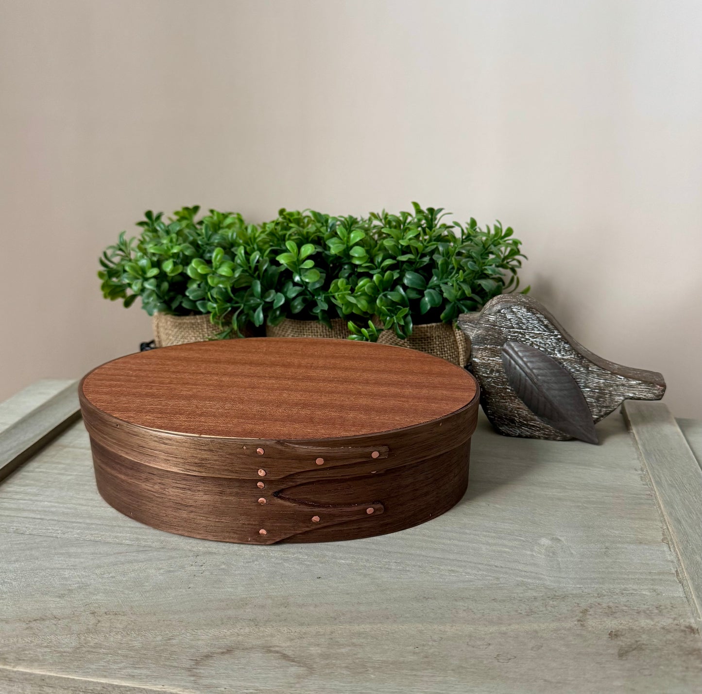 Shaker Button Box Size #4 ~ Walnut with Sapele Top ~ Keller Krafted