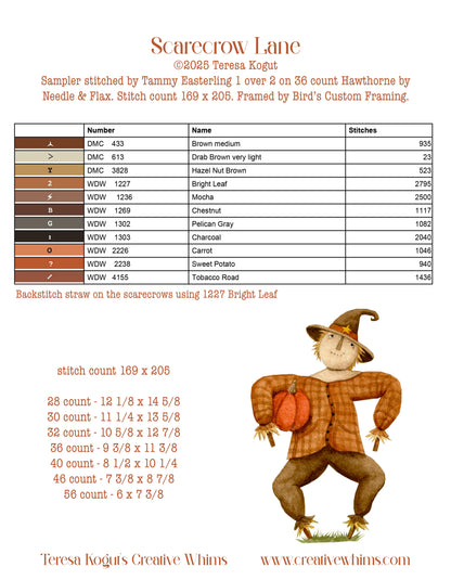 Scarecrow Lane ~ Teresa Kogut ~ Cross Stitch Pattern