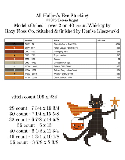 All Hallow's Eve Stocking ~ Teresa Kogut ~ Cross Stitch Pattern