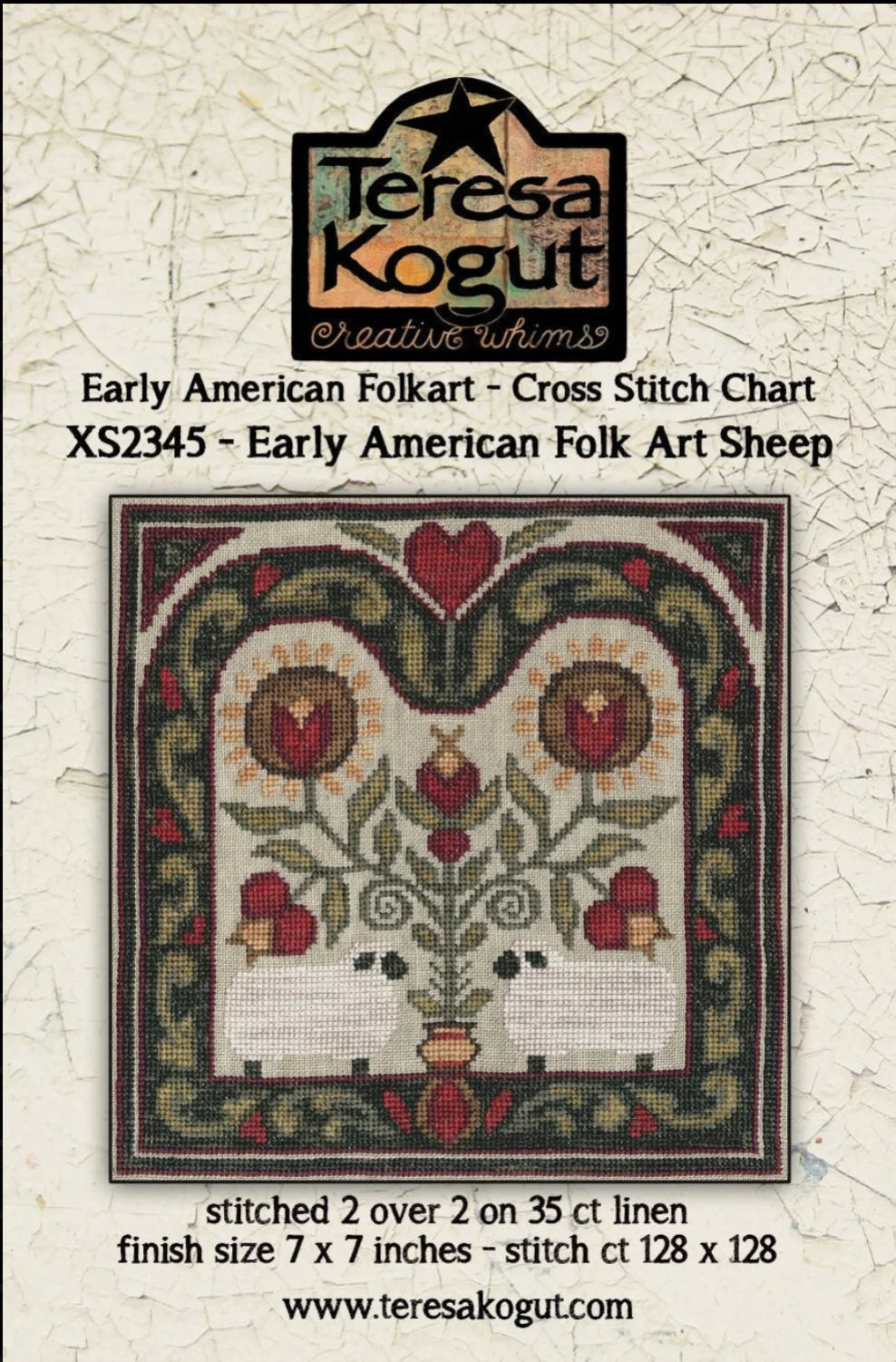 Early American Folk Art Sheep ~ Teresa Kogut ~ Cross Stitch Pattern