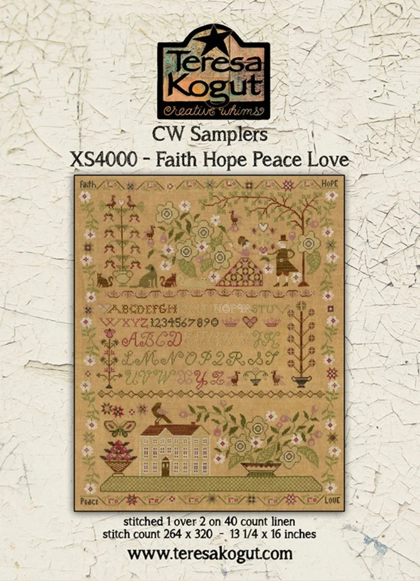 Faith, Hope, Peace, Love ~ Teresa Kogut ~ Cross Stitch Pattern